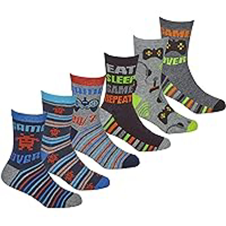 Picture of 42B734- 3 PACK -GAME OVER / EAT, SLEEP,GAME,REPEAT SOCKS